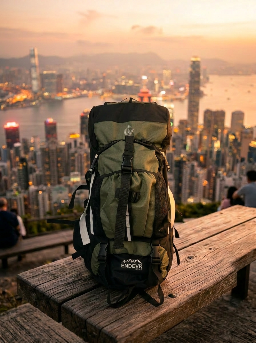 The Endevr 55 backpack in deep forest olive